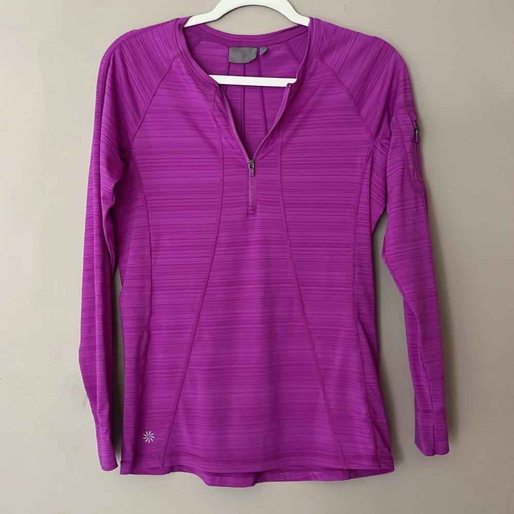Athleta Pacifica UPF 2 quarter zip purple long sleeve active top size medium